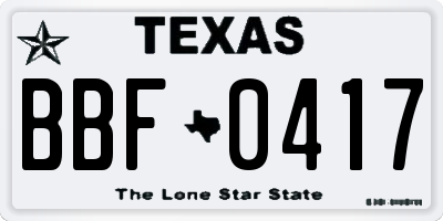 TX license plate BBF0417