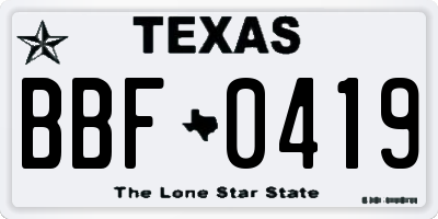TX license plate BBF0419