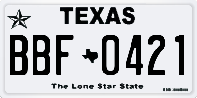 TX license plate BBF0421