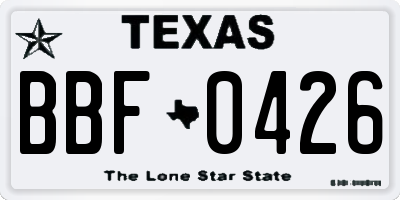 TX license plate BBF0426