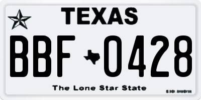 TX license plate BBF0428