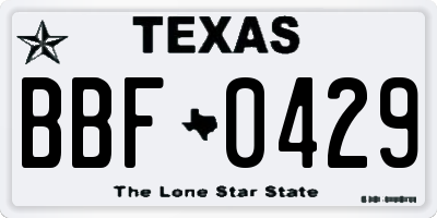 TX license plate BBF0429
