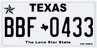 TX license plate BBF0433