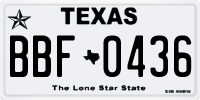 TX license plate BBF0436