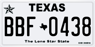 TX license plate BBF0438