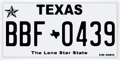 TX license plate BBF0439