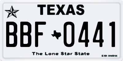 TX license plate BBF0441