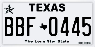 TX license plate BBF0445