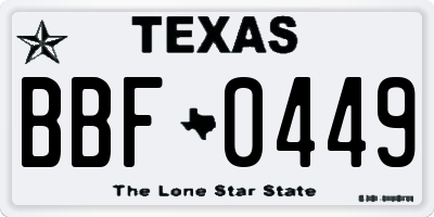 TX license plate BBF0449