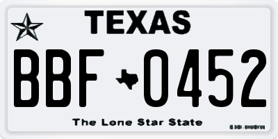 TX license plate BBF0452