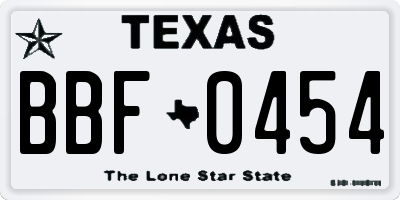 TX license plate BBF0454