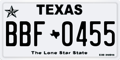 TX license plate BBF0455