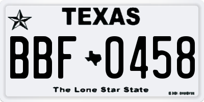 TX license plate BBF0458