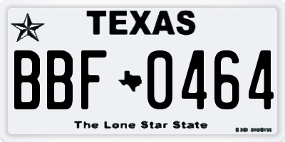 TX license plate BBF0464