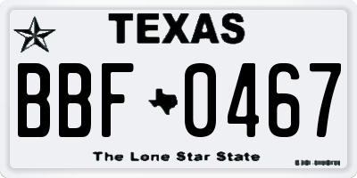 TX license plate BBF0467