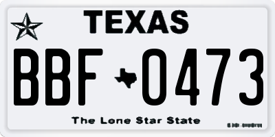 TX license plate BBF0473