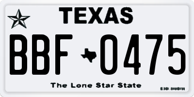 TX license plate BBF0475