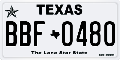TX license plate BBF0480
