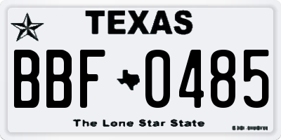 TX license plate BBF0485