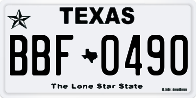 TX license plate BBF0490