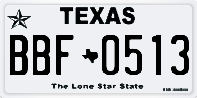 TX license plate BBF0513