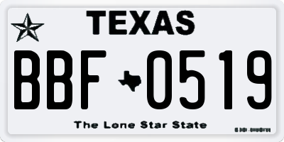 TX license plate BBF0519