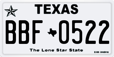 TX license plate BBF0522