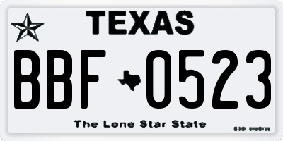 TX license plate BBF0523