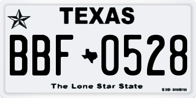 TX license plate BBF0528