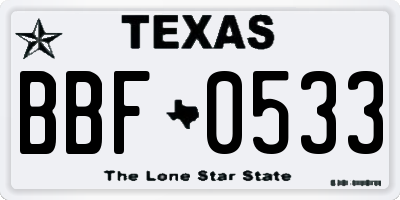 TX license plate BBF0533