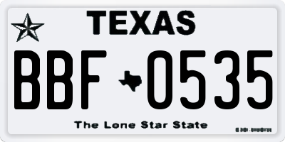 TX license plate BBF0535