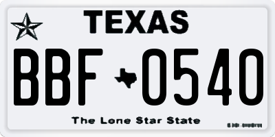 TX license plate BBF0540