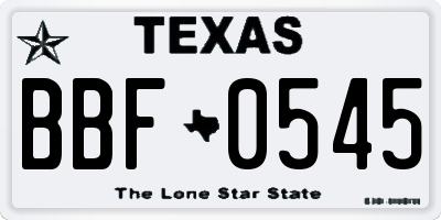 TX license plate BBF0545