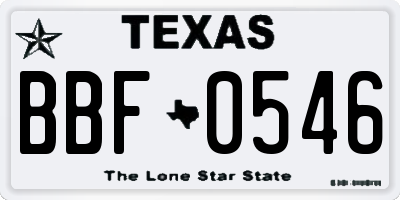 TX license plate BBF0546
