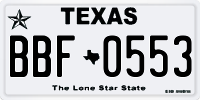 TX license plate BBF0553