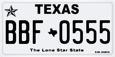 TX license plate BBF0555
