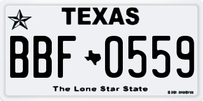 TX license plate BBF0559