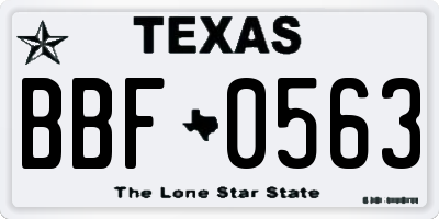 TX license plate BBF0563