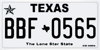 TX license plate BBF0565