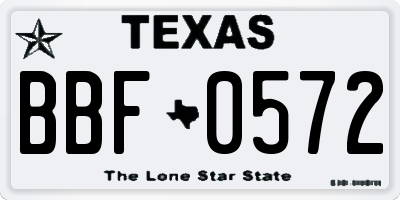 TX license plate BBF0572