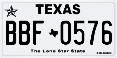 TX license plate BBF0576