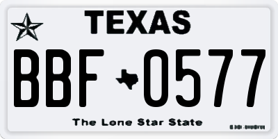 TX license plate BBF0577