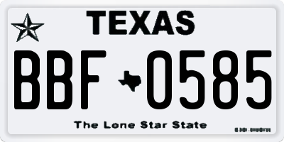 TX license plate BBF0585