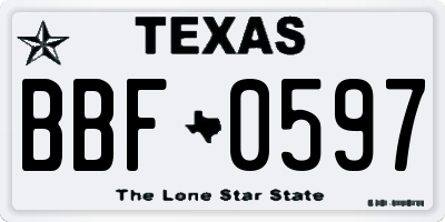 TX license plate BBF0597