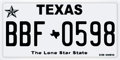 TX license plate BBF0598