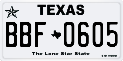TX license plate BBF0605