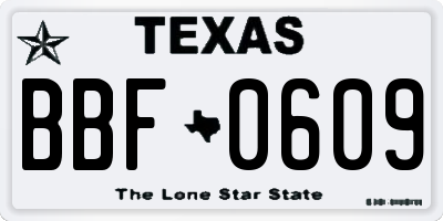 TX license plate BBF0609