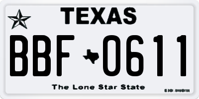 TX license plate BBF0611