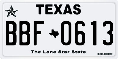 TX license plate BBF0613