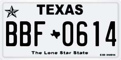 TX license plate BBF0614